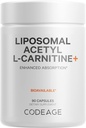 Kodeage Liposomal Acetyl- L- Carnitin + Supplement - 500 mg Acetyl- L- Carnitin per servering - 3 - Måned Supply, Liposomal Levering - Alcar Supplement - L- Carnitin - Non-GMO, Gluten- Free, 90 Kapsler