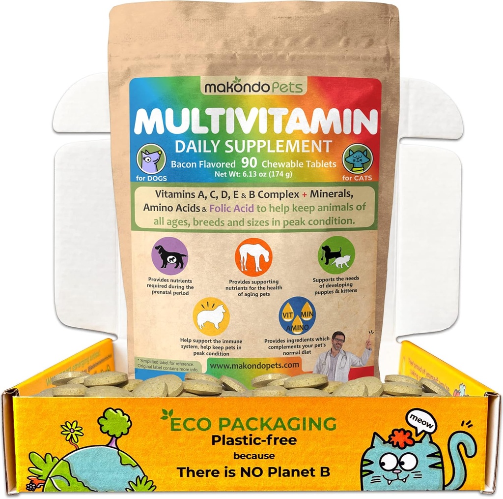 Hundepræatale vitaminer - Multivitamin, folinsyre, calcium, jern, mineraler og aminosyrer. Ideel til Gravid, Amning og Nyfødte Kæledyr - Senior Dog Supplement, Komplet Puppy Multi Vitamin.