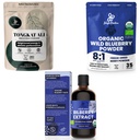Jungle Powders Ultimate Men 's Health & Wellness Bundle: 5oz Tongkat Ali Powder, 5oz Wild Blueberry Powder & 3.4oz Organic Bilberry Liquid Extract - Premium Kosttilskud til drev, Passion, Øjensyn