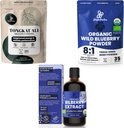 Jungle Powders Ultimate Men 's Health & Wellness Bundle: 5oz Tongkat Ali Powder, 5oz Wild Blueberry Powder & 3.4oz Organic Bilberry Liquid Extract - Premium Kosttilskud til drev, Passion, Øjensyn