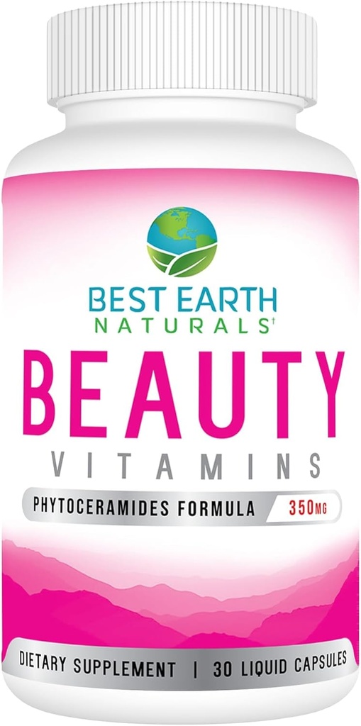 Bedste Earth Naturals Skønhed Vitaminer Phytoceramid piller - Skin Hydrating Support Supplement med Alpha Lipoic Acid og mere til at hjælpe med at fremme Hydreret Hud - 30 Greve