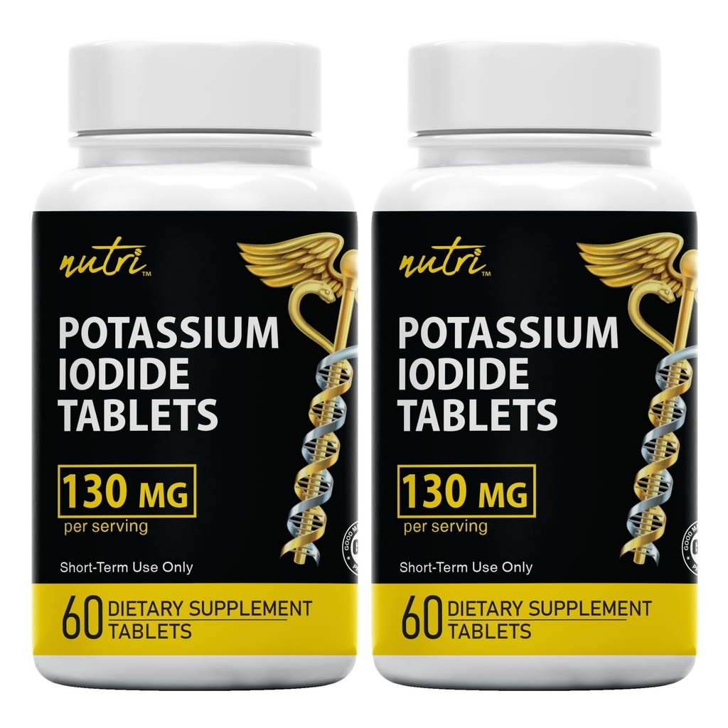 Nature 's Fusions Kalium Iodide Tablets (pakning med 2) 130mg - 120 Tablets EXP 10 / 2032 - YODO Naciente - KI Pills - Yoduro de Potasio