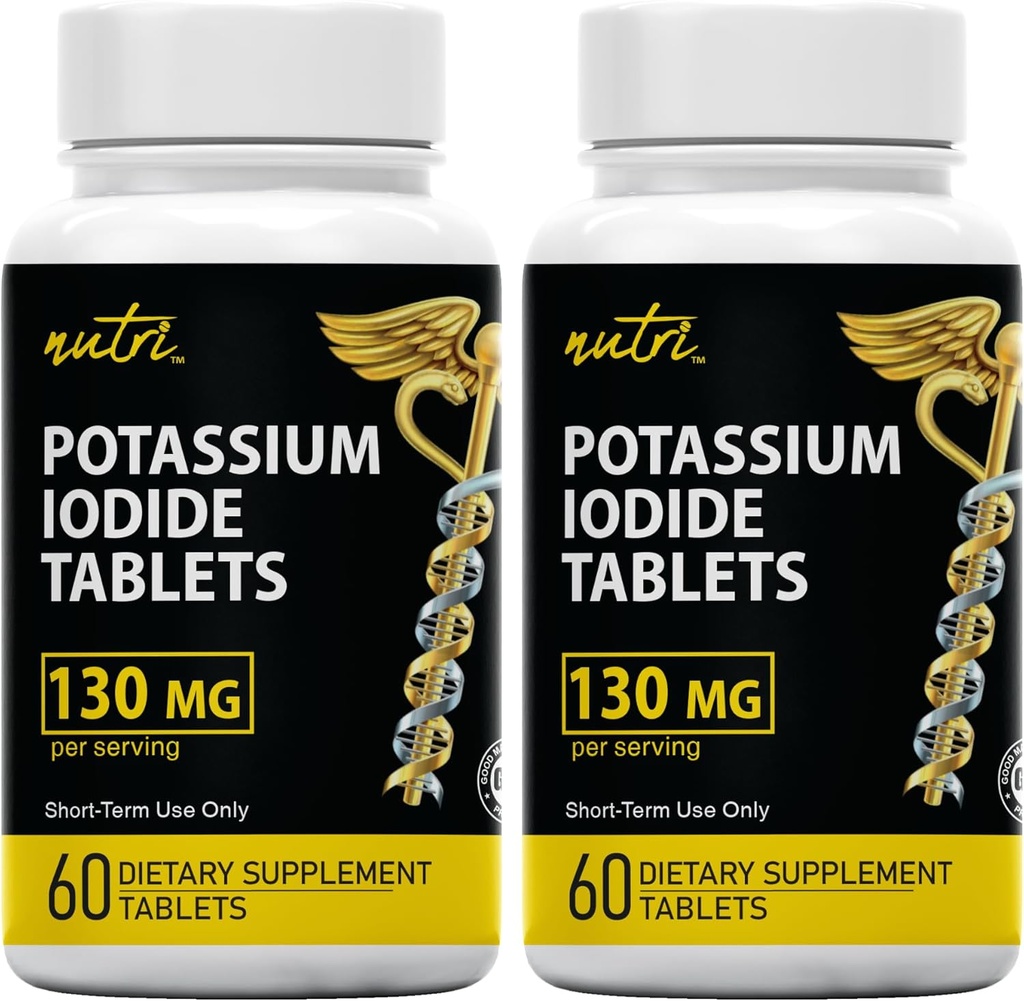 Nature 's Fusions Kalium Iodide Tablets (pakning med 2) 130mg - 120 Tablets EXP 10 / 2032 - YODO Naciente - KI Pills - Yoduro de Potasio