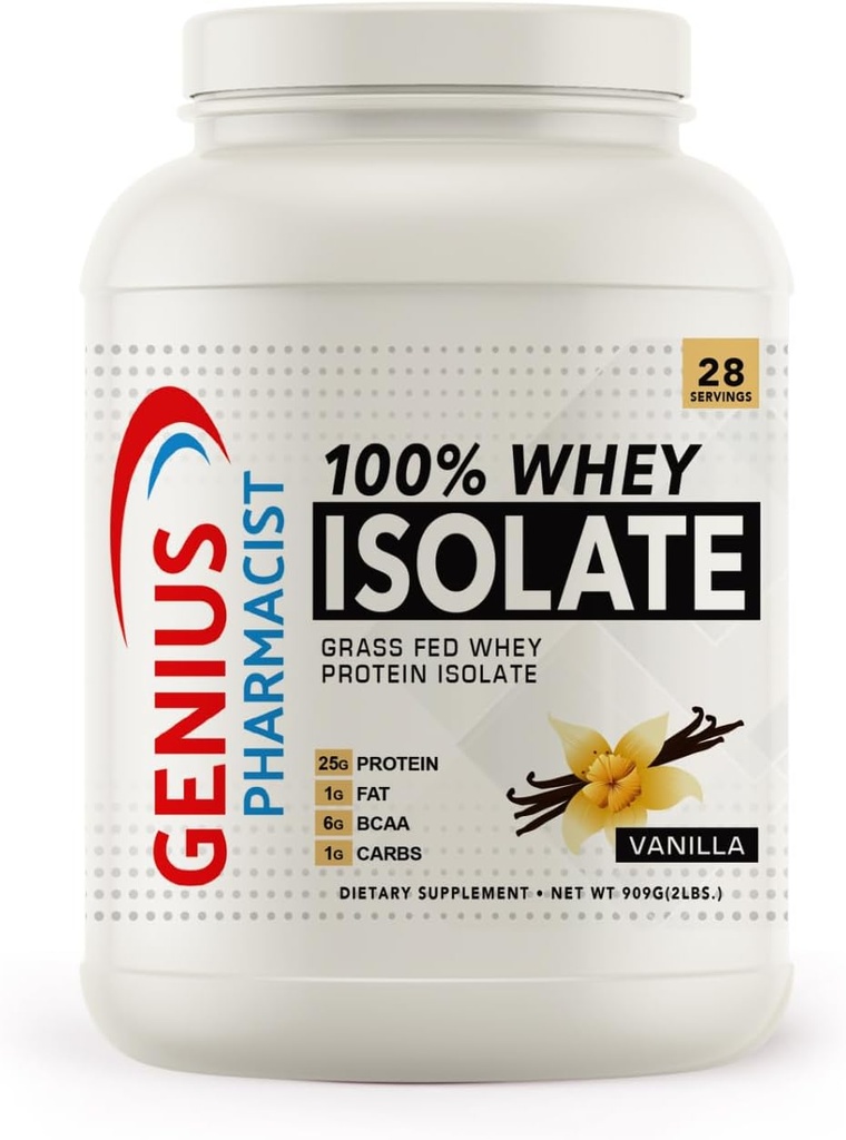 100% WHEY Isolere Vanilla - 2 LB (909 Bedste) - 28 Servere
