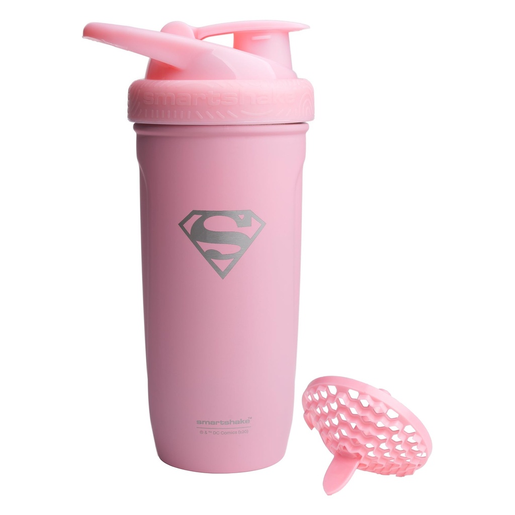 Smartshake DC COMICS Reforce rustfrit stål Protein Shaker Flaske 900 ml • 124; 30 oz - Læbefast Screw- on Lid - BPA Free - Unisex - Ikke isoleret - Supergirl Logo