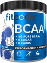 Fitcode Ultra Premium BCAA med 5G af Pure BCAA med Proven 2: 1: 1 Ratio af Aminosyrer til at hjælpe med at Post Workout Inddrivelse, Lean Muscle Growth, Endurance, 30 Servering (Blue Raz)