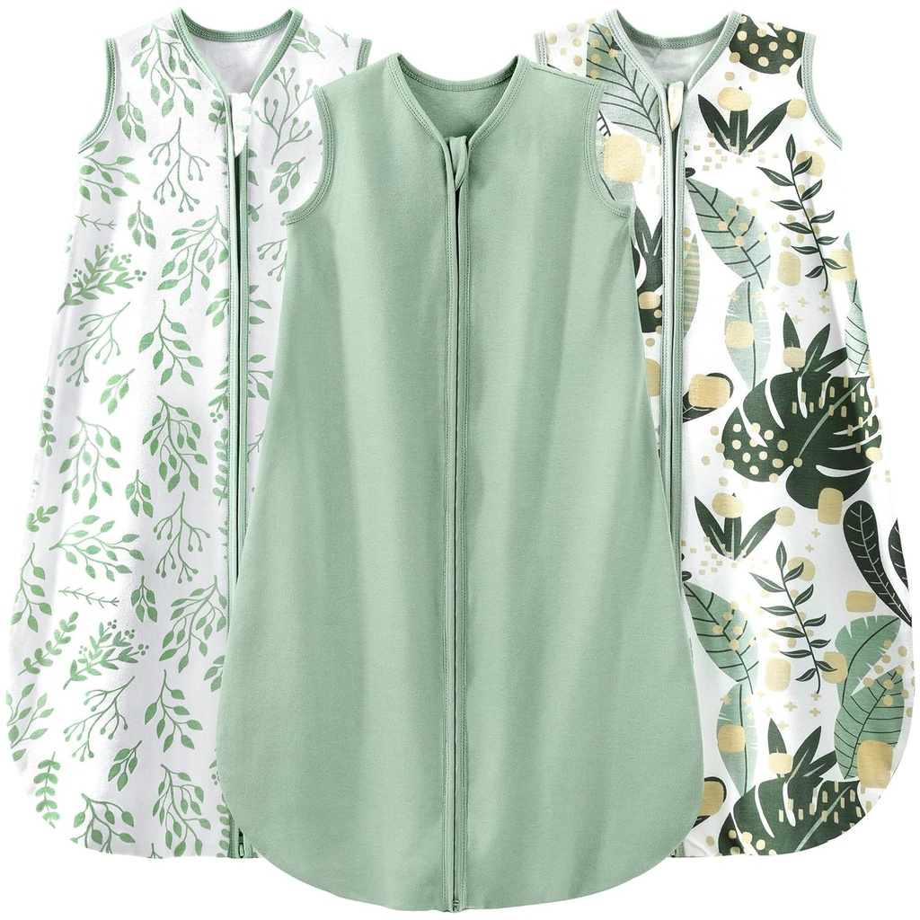 Yoofoss Baby Sleep Sack 0- 6 Måneder Wethers Plakat til Babyer 100% Økologisk Bomuld 2- Way lynlås TOG 0,5 Toddler Sovesæk 3 Pack, Sovesæk