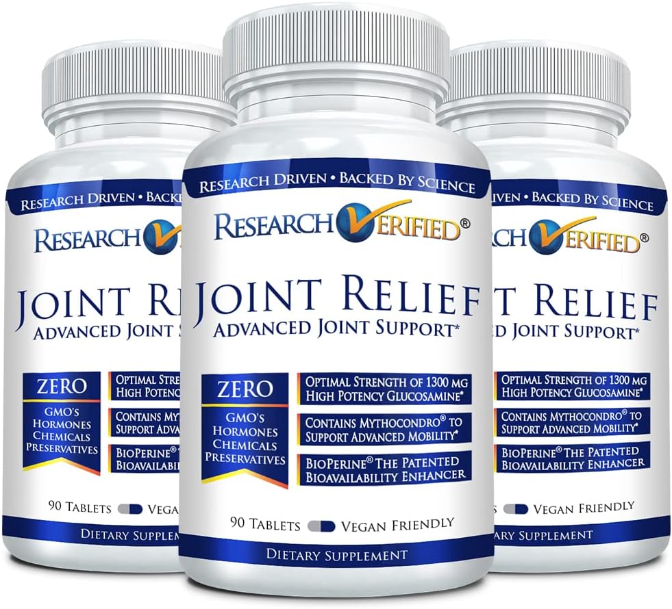 Research Verified Joint Support - Glucosamine, MSM, Turmeric, Boswellia, BioPerine - Vegan - 270 Capsules - 3 Month Supply
