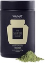 WelleCo The Super Elixir Daily Green Powder, Probiotic Drink Mix med Whole Foods, Gluten Free, Vegan Gut Health Powder, Energy, Immunity, Sund Hud, Hår & Nails (300g, Unflavored) Jar