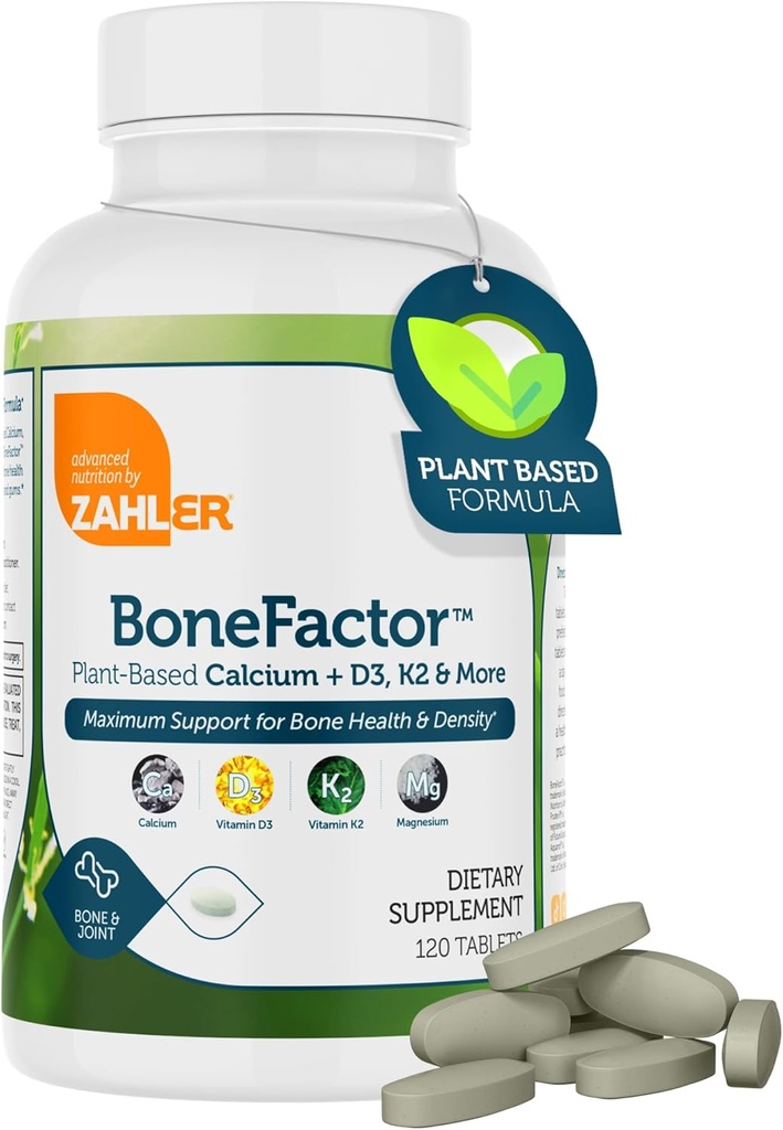 Zahler Bonefactor, Bone Strength Supplement indeholdende calcium, vitamin D, vitamin K og Magnesium, Certificeret Kosher, 120 tabletter