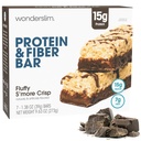 Wonderslim High Fiber Protein Bars, Fluffy S 'more Crisp 124; 15g Protein, 8g Fiber Budd124; Lavsukker, Lavcarb Budd124; Sund vedholdenhed Budding124; Tilfredsstillende, Støtter Energi & On- the- Go Convenience, 7 Pack