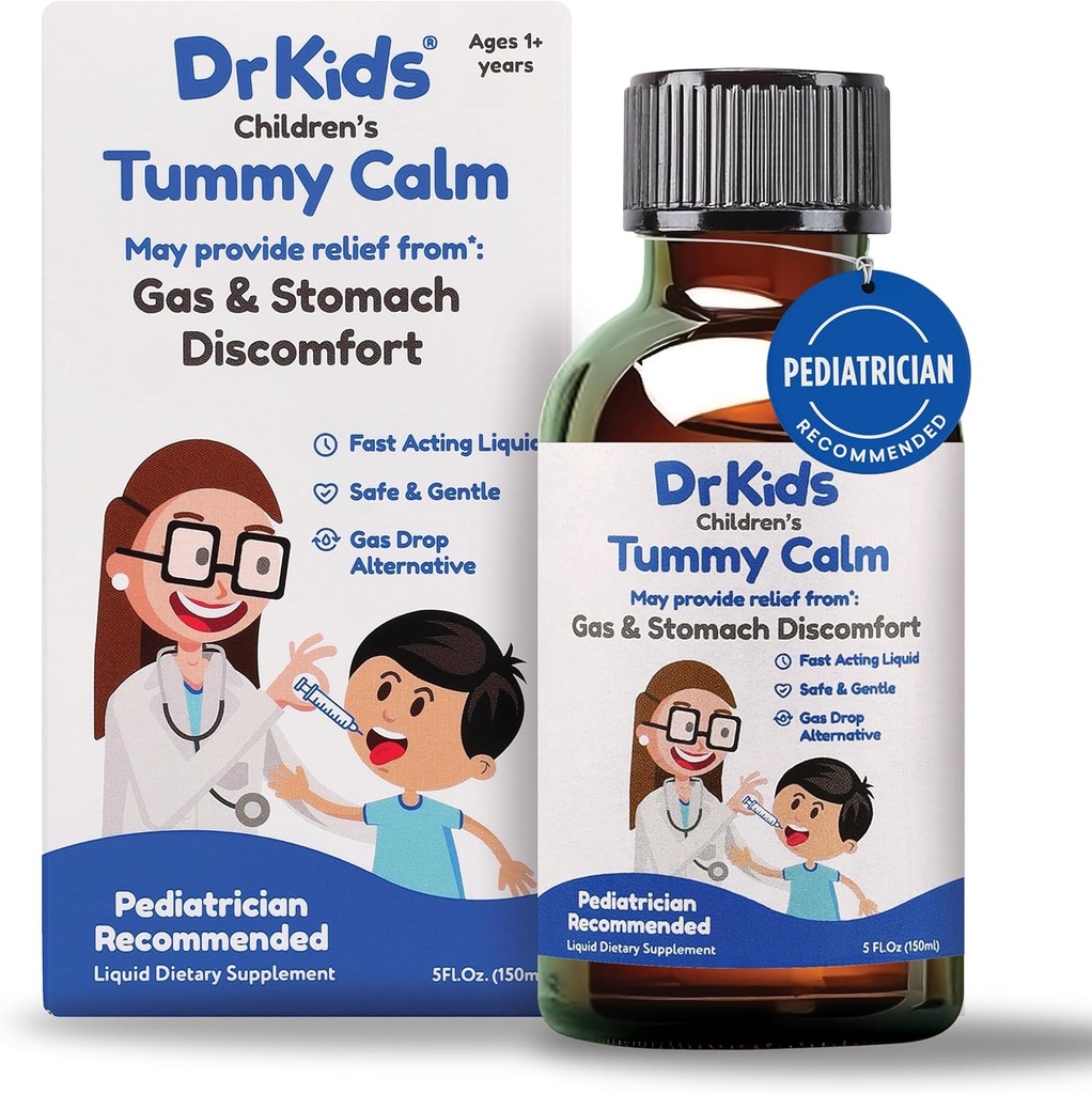 Tummy rolig Dr. Kids Children 's Gas Relief & Upset Mavestøtte, Alternative Gas Drops for Newborns & Kids, Safe & Gentle Oral Solution, Natural Constipment Relief, 5 Fl Oz (Pack of 1)