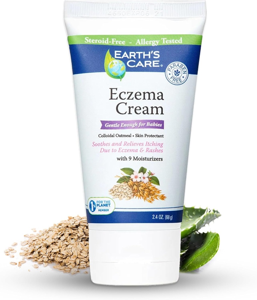 Earth 's Care Eksem Cream til voksne & Børn - Kolloid Havregryn Eksem Behandling Cream med 9 Fugtighedscreme - 2.4 OZ