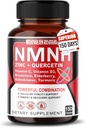 NMNH 600 mg med zink, Quercetin, D3- vitamin, Elderberry & Nattokinase - Daglig Cellular Wellness & Sund Aging Support - 150 kapsler - Made in USA