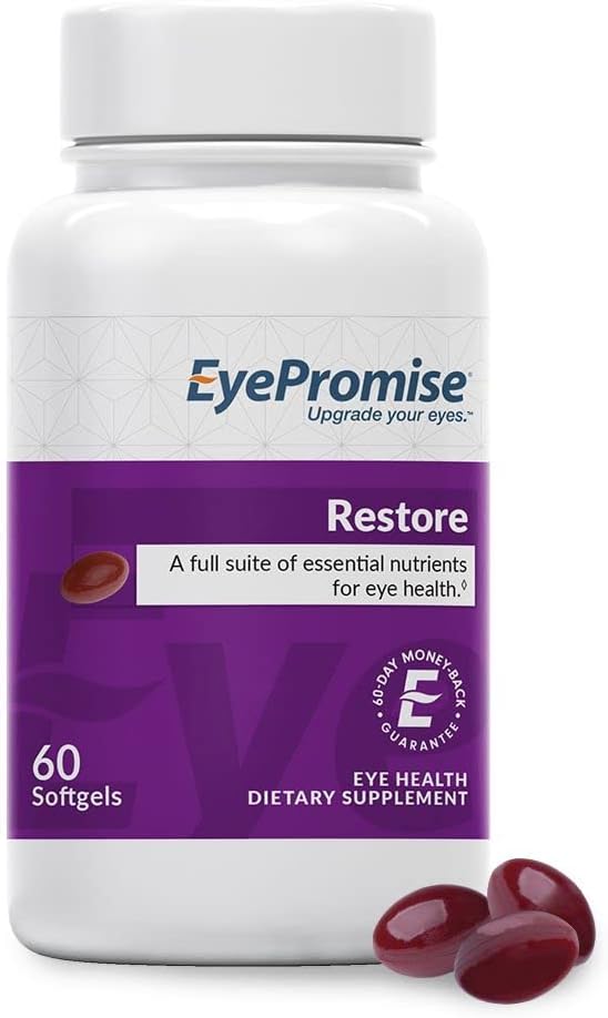 Øjenlovende gendannelse Eye Health Supplement - 60 Softgels, 30- Day Supply - Omega 3 supplement med Zeaxanthin, Lutein, Fish Oil, EPA, DHA & Vitaminer for Eye Health