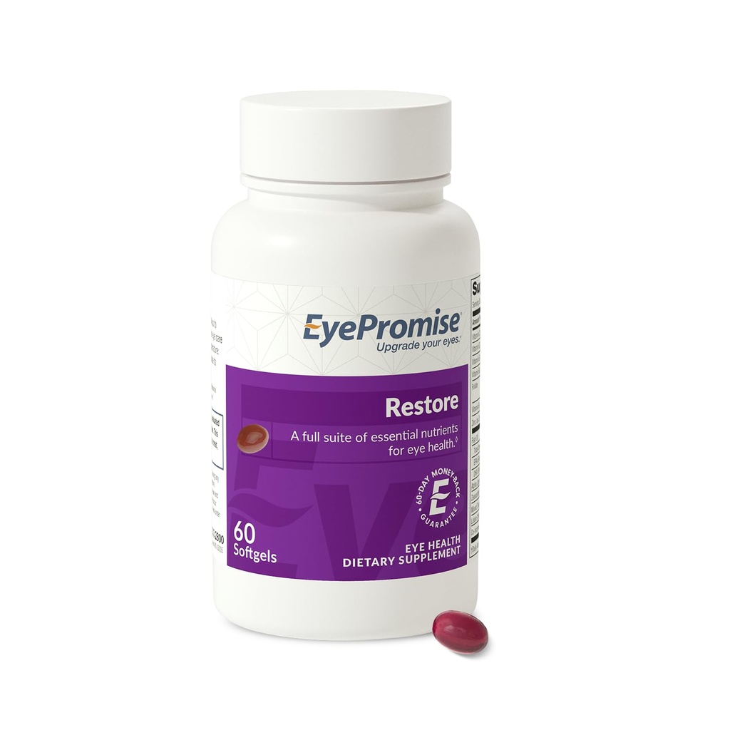 Øjenlovende gendannelse Eye Health Supplement - 60 Softgels, 30- Day Supply - Omega 3 supplement med Zeaxanthin, Lutein, Fish Oil, EPA, DHA & Vitaminer for Eye Health