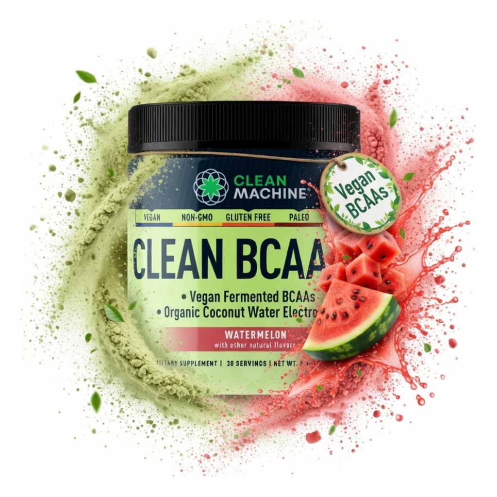 Ren BCAA - 2: 1: 1 Mad bestøvet BCAAs pulver & kokos vand Electrolytes Recovery & Amino Energy Supplement - Award Winning Vegan Aminosyre Supplement - 30 Servering - Watermelon