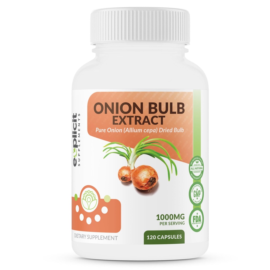 All Natural Onion Extract 1000mg - Tørret Onion Bulb (Allium Cepa) Urtetilskud - 120 kapsler