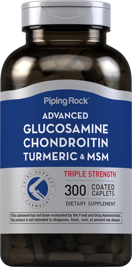 Piping Rock Glucosamin Chondroitin MSM Gurmerisk MSM 124; 300 Caplets124; Advanced Triple Strength Supplement 124; Non- GMO & Gluten Free