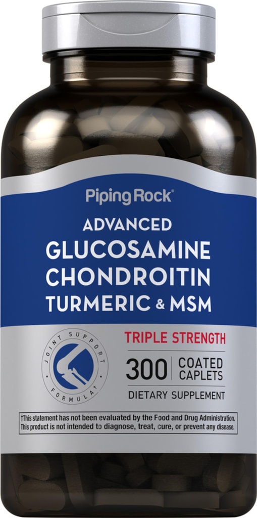 Piping Rock Glucosamin Chondroitin MSM Gurmerisk MSM 124; 300 Caplets124; Advanced Triple Strength Supplement 124; Non- GMO & Gluten Free