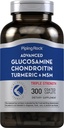 Piping Rock Glucosamine Chondroitin MSM Turmeric | 300 Caplets | Advanced Triple Strength Supplement | Non-GMO & Gluten Free