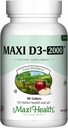 Maxi- Health Vitamin D3 2000 IE - For sund muskelfunktion, Knogletilskud - 90 tabletter - Bedste Kosher supplement til voksne