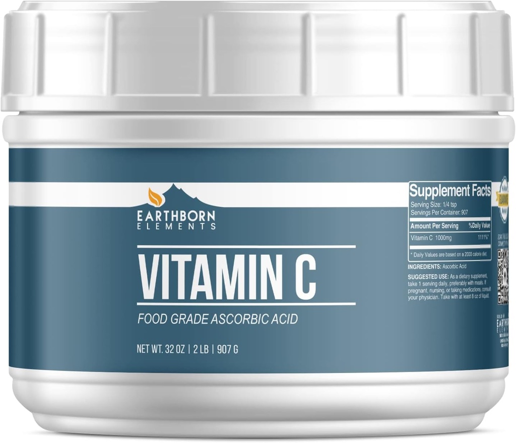 Earthborn Elements C-vitamin pulver (2 LB), Ascorbinsyre, tillæg & Renere