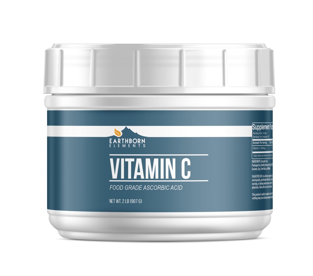 Earthborn Elements Vitamin C Powder (2 lb), Ascorbic Acid, Supplement & Cleaner