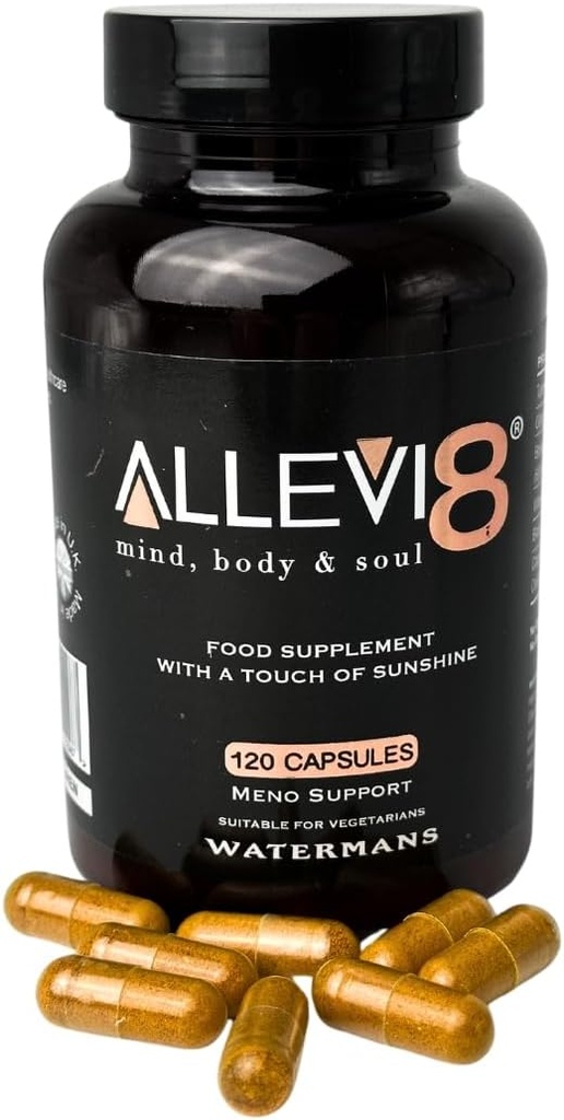 Watermans Allow8 Curcumin Gurkemeje, Ingefær, Frankincense, D-vitamin & sort peber ekstrakt til bedste absorption - Daglig fælles & mental sundhed, immunforsvar