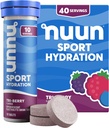 Nuun Sport Electrolyte Tablets with Magnesium, Calcium, Kalium, Chlorid & Natrium, Gluten Free & Vegan, Tri- Berry, 4 Pack (40 Servere i alt)