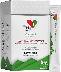 2000mg Plant Steroler Understøtter sunde Cholesterol Niveauer med 1400mg beta- sitosterol til hjerte & Metabolic Health Support, 90 dages forsyning i enkelt brug flydende pakker