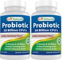 Bedste Naturals Probiotiske 10 Strops 30 Millioner Hylde Stabil 120 Veggie Caps (120 Greve (pakke med 2))