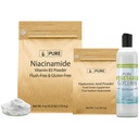 Pure Original Ingredienser Hyaluronsyre, Niacinamid, og Glycerin Bundle, Forskellige størrelser, Odorless, Farveløs
