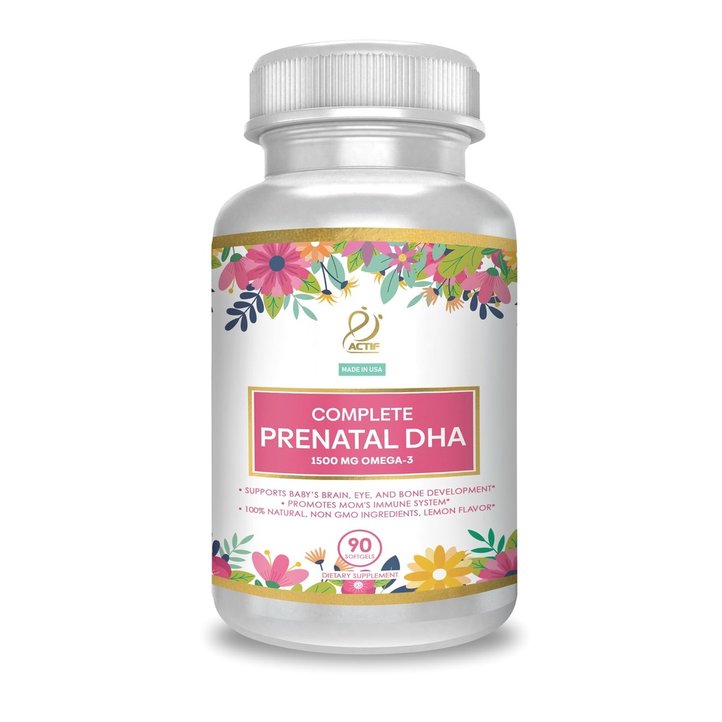 Aktivitet Komplet prenatal DHA med 1500mg Omega-3, 100% Natural, Organic DHA, EPA - Non- GMO, 90 Greve