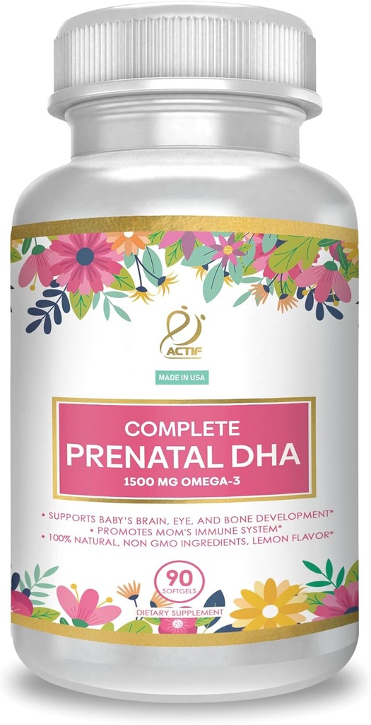 Aktivitet Komplet prenatal DHA med 1500mg Omega-3, 100% Natural, Organic DHA, EPA - Non- GMO, 90 Greve
