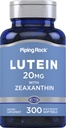 Piping Rock Lutein and Zeaxanthin Supplement- 124; 20 mg - 124; 300 Softgels - 124; Eye Vitamin fra Marigold Extract - 124; Non- GMO, Gluten Free