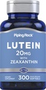 Piping Rock Lutein and Zeaxanthin Supplement- 124; 20 mg - 124; 300 Softgels - 124; Eye Vitamin fra Marigold Extract - 124; Non- GMO, Gluten Free