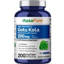 NusaPure Gotu Kola Capsules 20: 1 Extract, 200 mg Ækvivalent med 400mg Per Veggie Caps, 200 Count, Non- GMO, Vegan, Bioperine - Traditional Herb Extract
