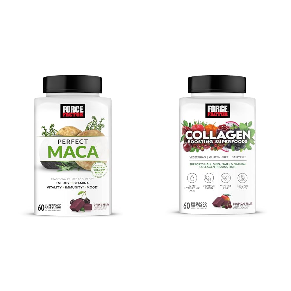 Kraftfaktor Maca Root og Collagen Soft Chews Bundle med 60 Maca og 60 Collagen Chews