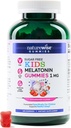 NatureWise Kids Melatonin 1 mg Sugar- Free Gummies for Children Age 4 & Up - Non- Habit Danning Sleep Aid - Strawberry Flavored - Vegan, No Gluten, Non- GMO - 180 Greve [6-måned Tilgang]