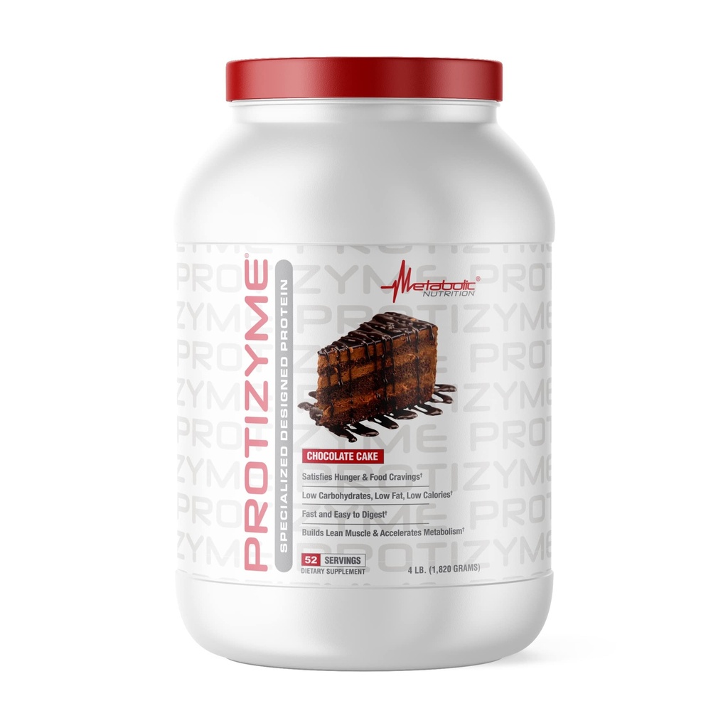 Metabolisk ernæring, Protizyme, 100% Whey Protein Powder, High Protein, Lav Carb, Lav Fat Whey Protein, fordøjelsesfremmende enzymer, 24 Væsentlige vitaminer og mineraler, 4 Pund, 52 Servere