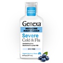 Genexa Clean Cold & Flu Relief, Dye Free, 0% Kunstige Tilsætningsstoffer, Alvorlig Dagtids Medicin til Kropssmerter, Hoste, Kold og Flu, Hovedpine, Feber, Brystforstoppelse, Økologisk Blåbær Flavor, 6 fl oz