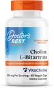 Doctor 's Best Cholin L- Bitartrate (VitaCholin), Understøtter Prenatal Sundhed & Leverfunktion, Non- GMO, Gluten Free, Soy Free, Vegan 60 Veggie Caps