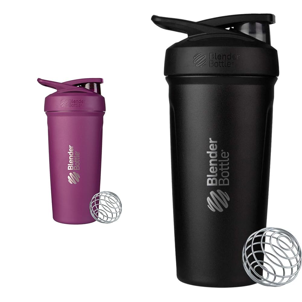 BlenderFlaske 24-Ounce rustfrit stål shaker cups med Wire Whisk, Plum og sort