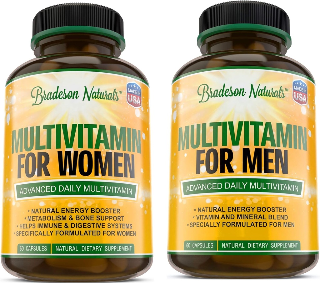 Women's Multivitamin Supplement + Men's Multivitamin Supplement. Vitamins A C D E & Vitamin B Complex.Immune & Female Support.Improves Cardiovascular & Prostate Health. Antioxidant & Natural Energizer