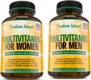 Women 's Multivitamin Supplement + Mænds Multivitamin Supplement. Vitaminer A C D E & vitamin B kompleks. Immun & kvindelig støtte. Forbedrer kardiovaskulær og prostatasundhed. Antioxidant & Natural Energizer