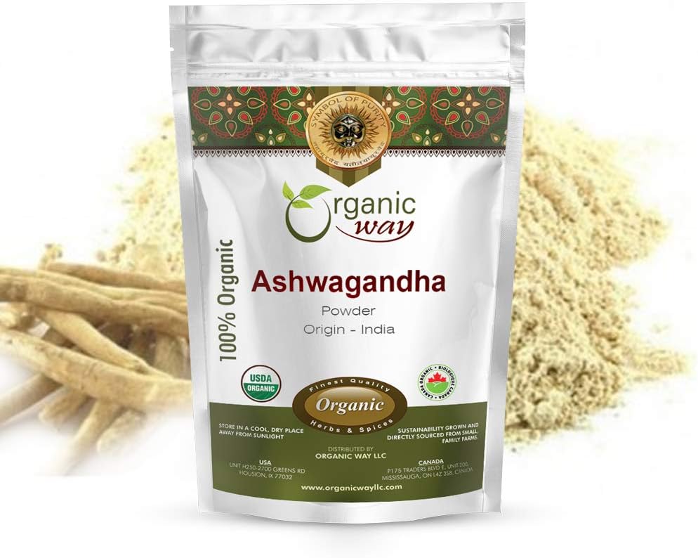 Organic Way Premium Ashwagandha Root Powder (Witania somnifera) - Organic & Kosher Certified Measures 124; Vegan Measures 124; Non GMO & Gluten Free Measures 124; USDA Certified Measures 124; Origin - India (1Lbs / 16Oz)