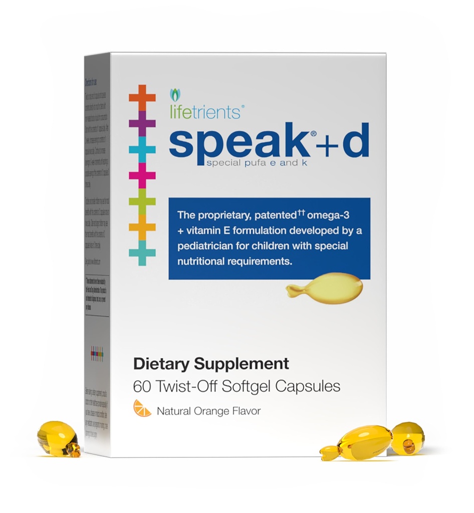 Lifetrients Speak + d Twist- Off Softgels - Natural Orange - 60 Softgels - Pediatrician Formuleret til at støtte børn med særlige ernæringsmæssige krav - Forbedret med Omega-3, E-vitamin & D3