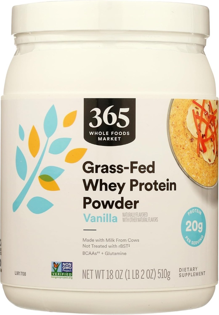 365 af Whole Foods Market, Grass- Fed Protein Powder, Vanilla Flavor, 18 Ounce