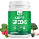 Nested Naturals Super Green Daily Superfood Powder - Certificeret USDA Organic Green Powder w / 20 + Whole Foods, Spirulina Powder, Hvede & Barley Grass - Probiotika, Fiber & Enzymes - Original Flavor, 60